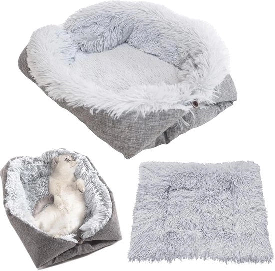 Cuscino Plush 2-in-1 per Gatti e Cani - Portatile, Ripiegabile e Lavabile
