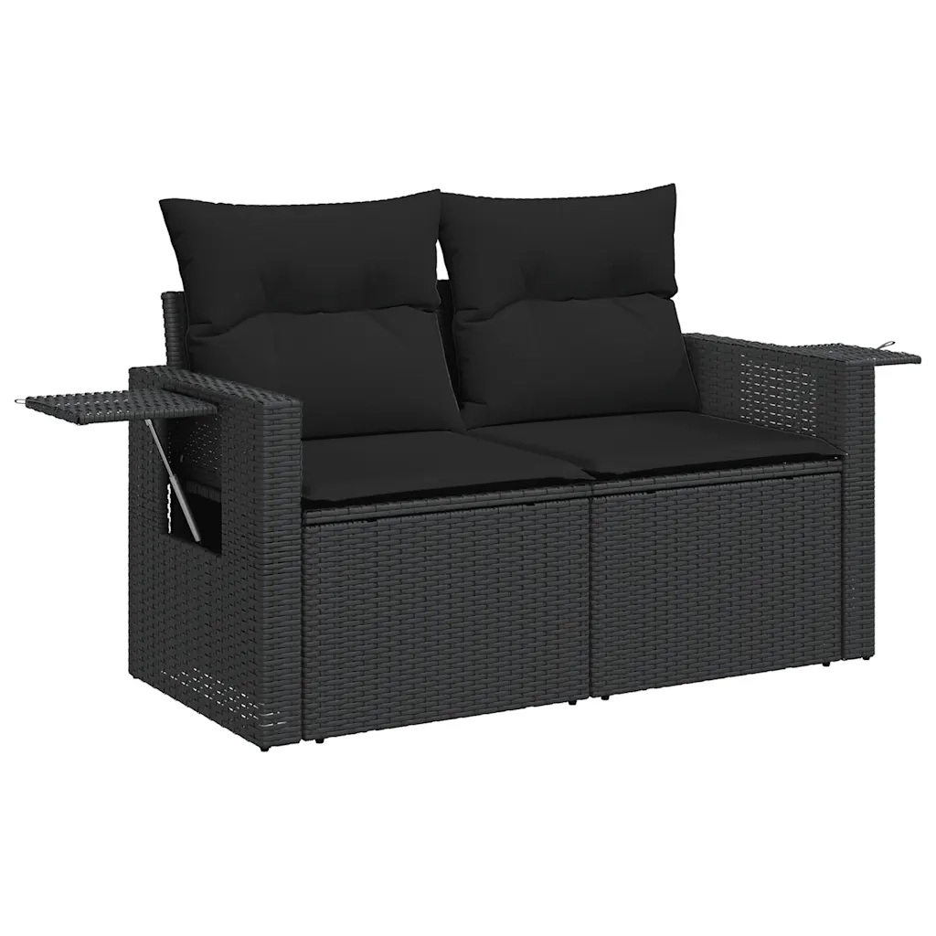 Set Divano da Giardino 6 pz con Cuscini Nero in Polyrattan 3325481