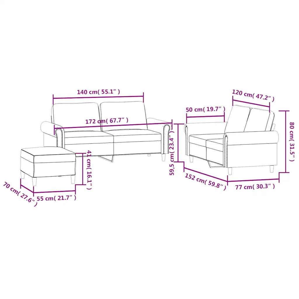 Set di Divani 3 pz con Cuscini giallo in Velluto 3202226