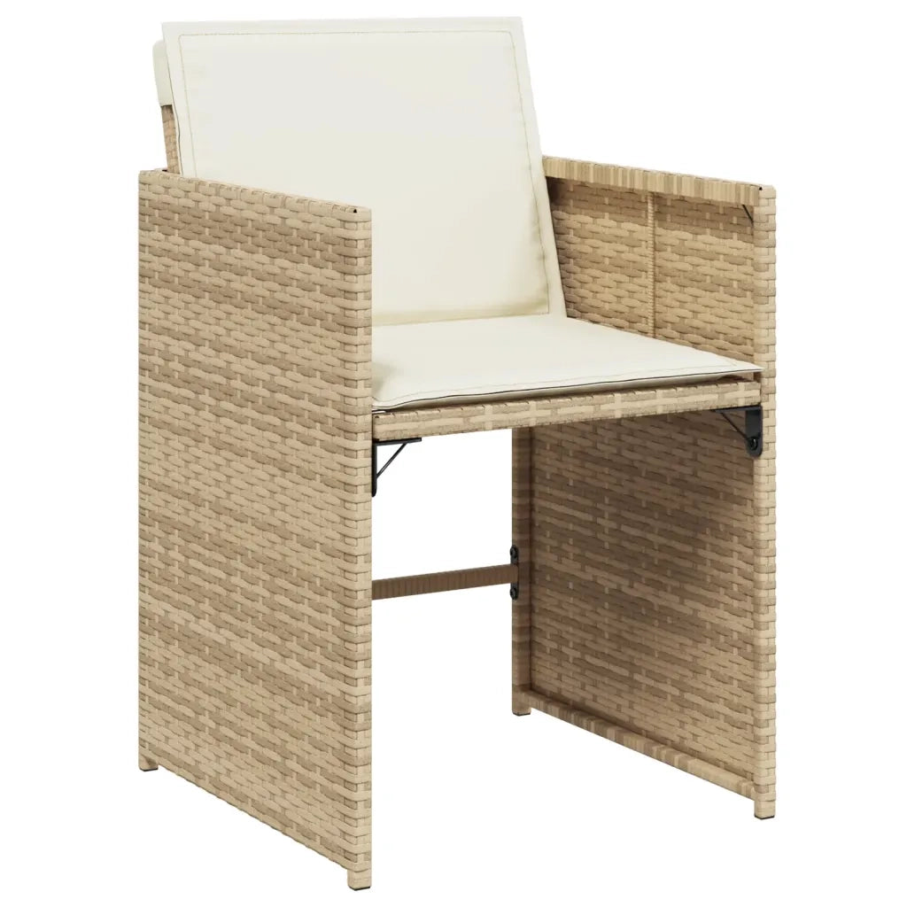 Set da Pranzo da Giardino 9 pz con Cuscini Beige in Polyrattan 3277911