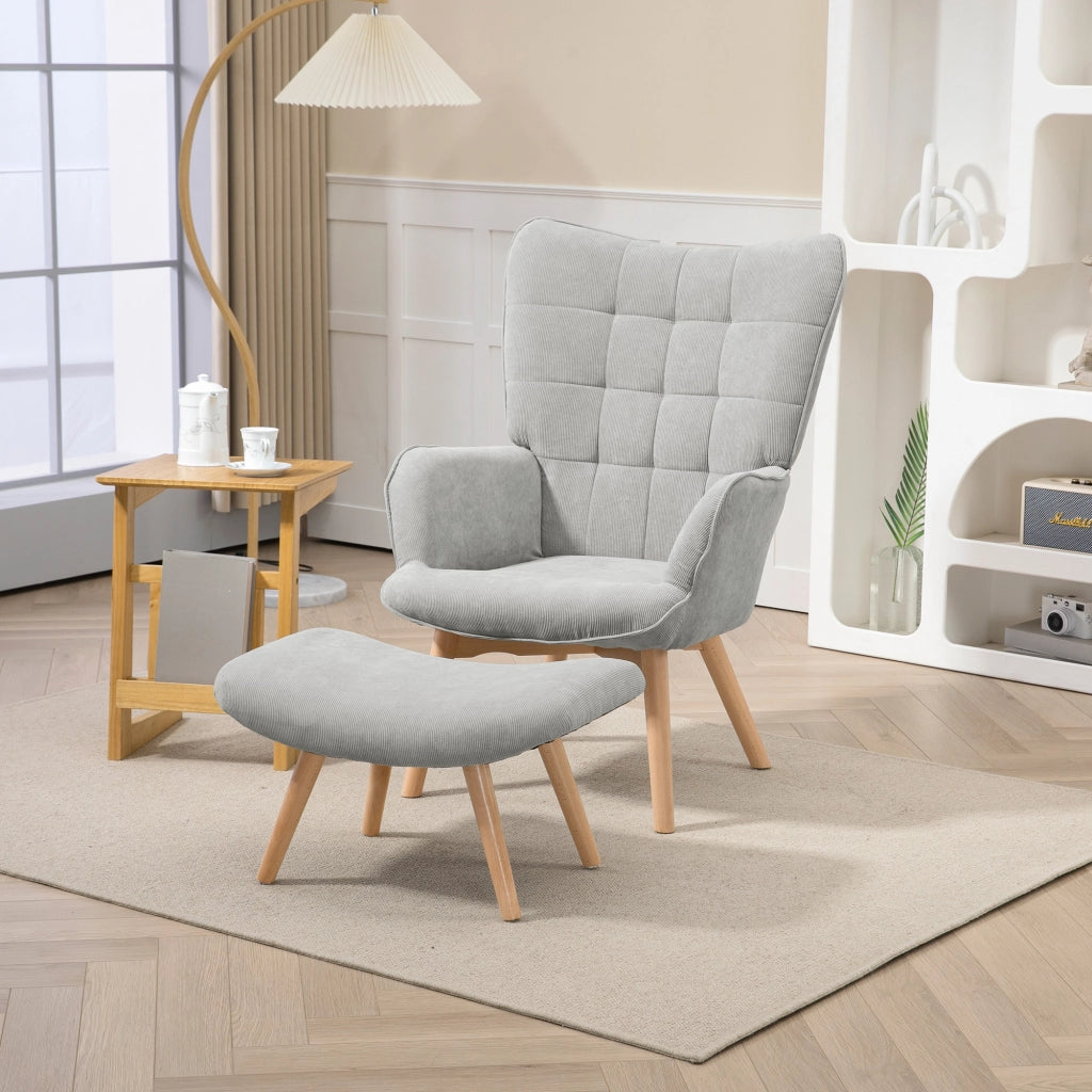 Poltrona reclinabile con poggiapiedi ¨C Minimal ¨C grigio tessuto velluto