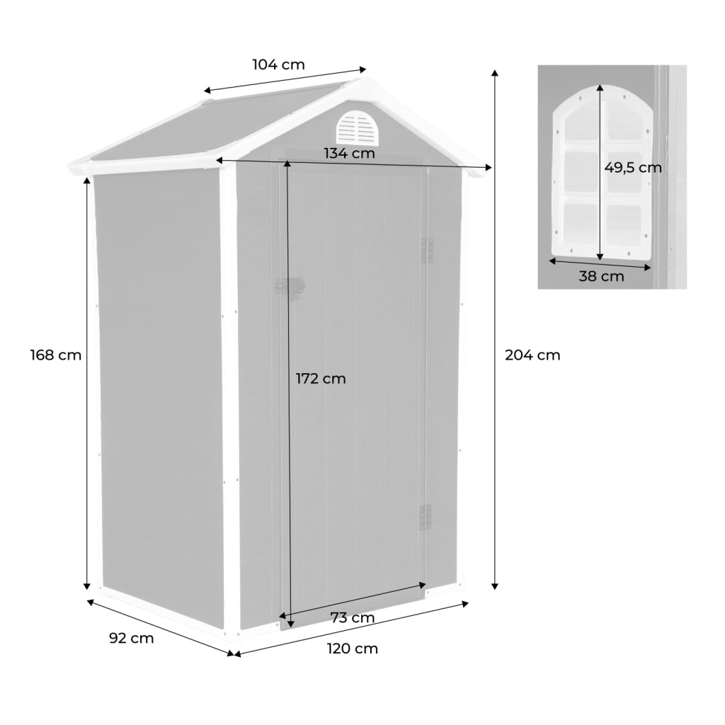 Casetta da giardino in plastica, struttura in alluminio, 1.39m²,