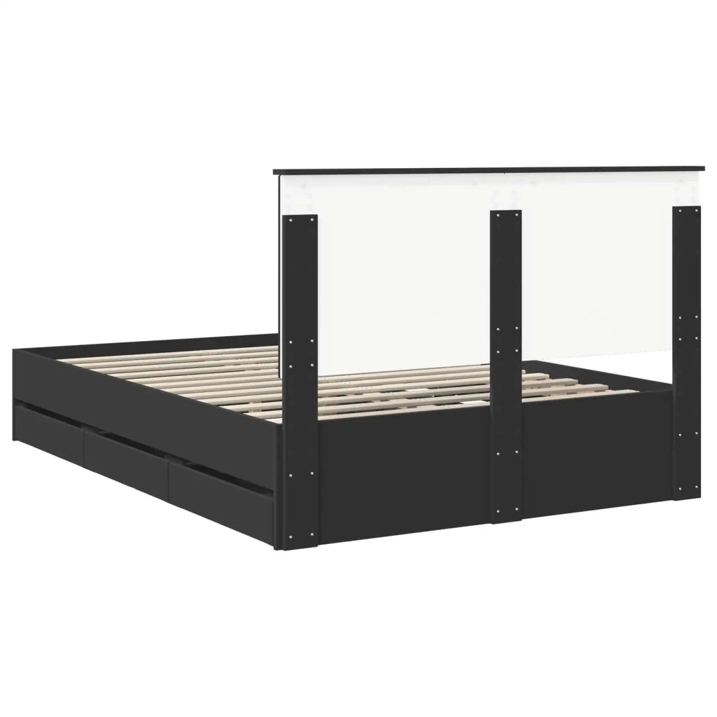 Letto matrimoniale | Letto per adulti | Struttura del letto Nero 160 x 200 cm Legno Ingegnerizzato