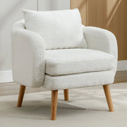 Poltrona singola in tessuto teddy con cuscino; 71x72x71 cm; bianco