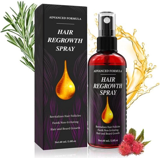 Serum per Capelli 60ml - Anti-Perda Capelli Naturale - Olio di Ricino/Rosemarino - Biotina - Perdita di Capelli Ereditaria - Adatto per Donne/Uomini - Middelio per Crescita Capelli