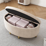 Poltrona Pouf Contenitore ¨C MINIMAL ¨C Velluto Beige, Gambe in Metallo, 90x40x42 cm