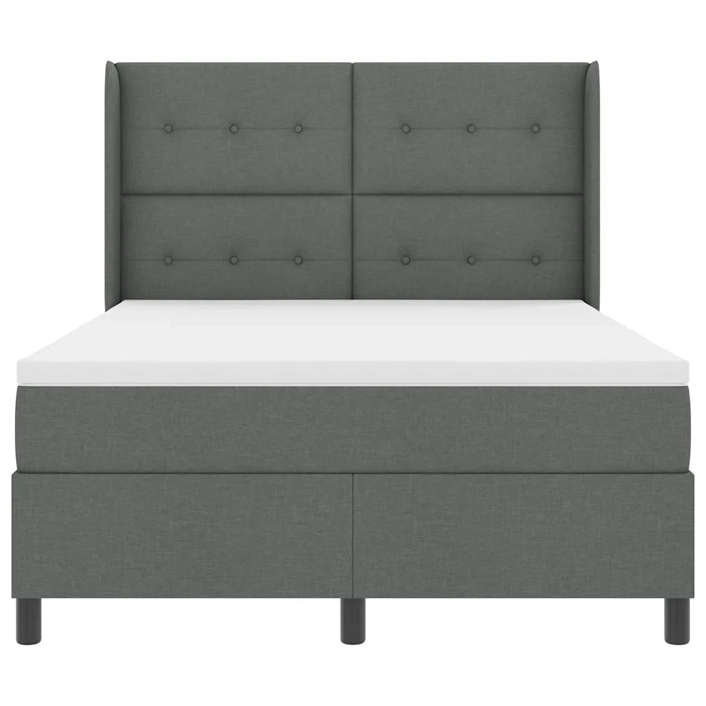 Letto a molle con materasso Grigio scuro 140 x 190 cm Tessuto
