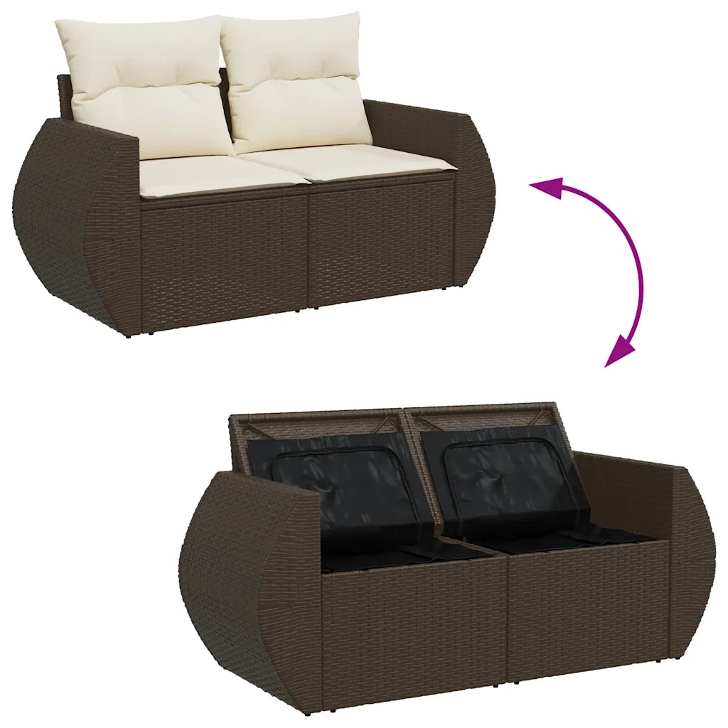 Set Divani da Giardino 8 pz con Cuscini Marrone in Polyrattan 3326604