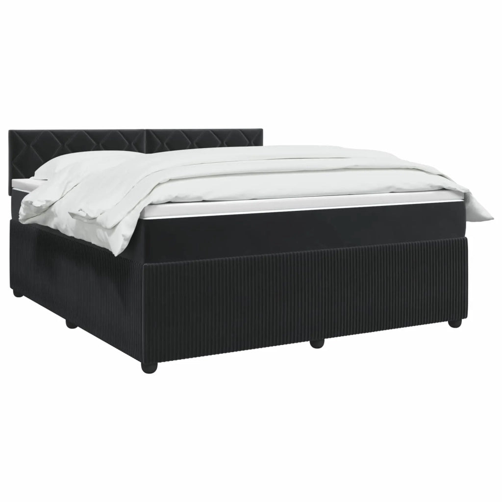 Letto box spring con materasso Nero 140 x 190 cm Velluto 3451681