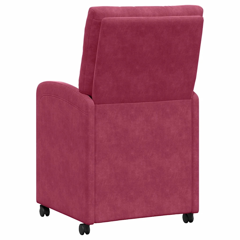 Sedie da Pranzo con Ruote 2 pcs Rosso vino 58 x 67 x 97 cm