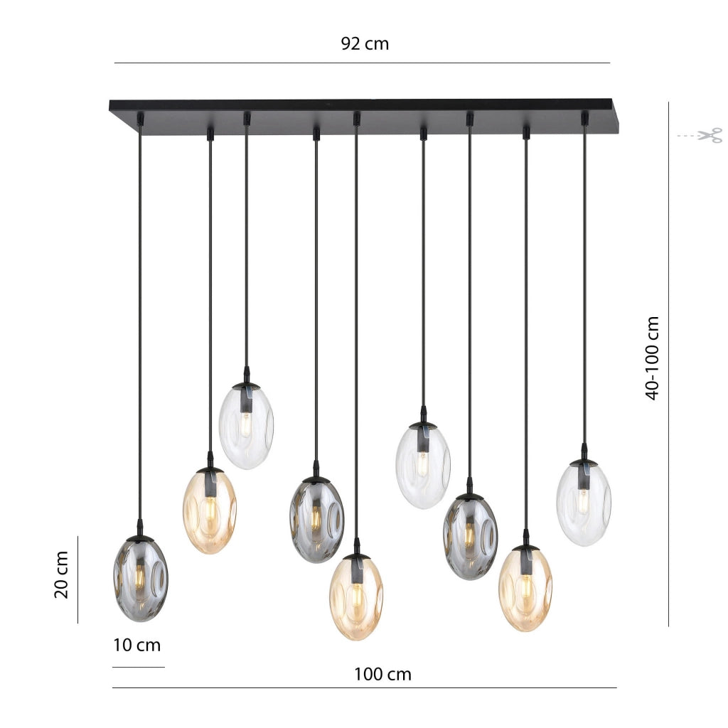 Lampadario Emibig Astral 9 luci E14 vetro multicolor
