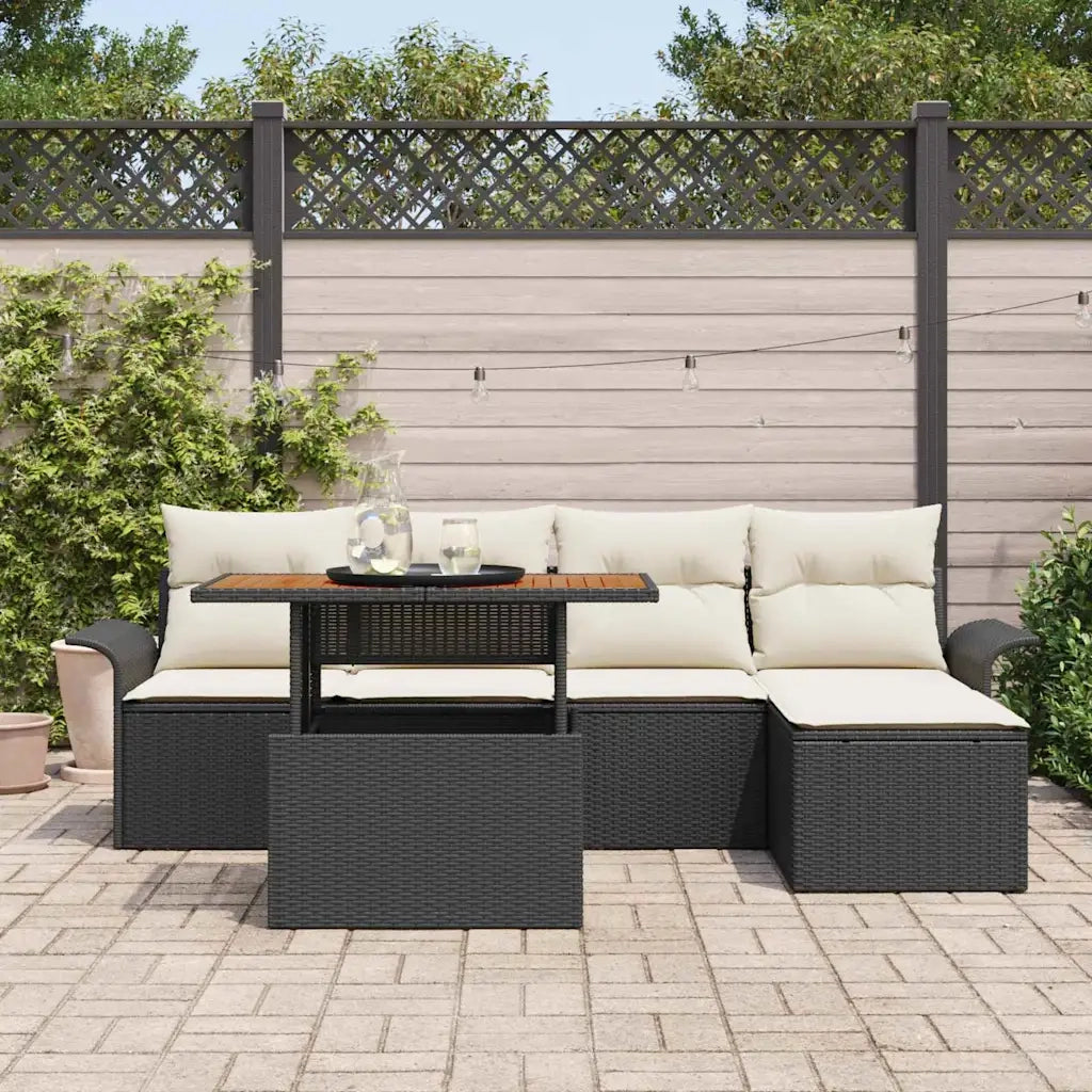 Set Divano da Giardino con archiviazione 6 pcs Nero Poly Rattan 3358056