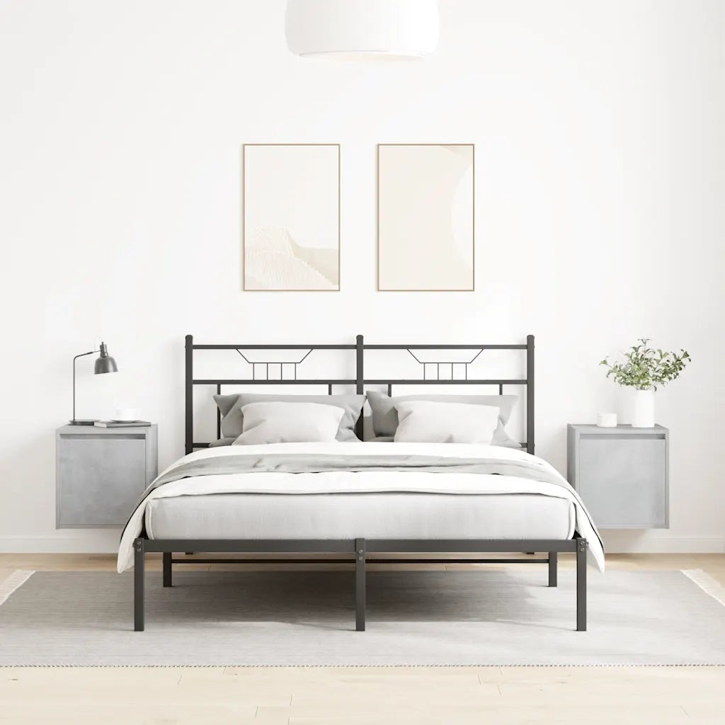 Set di 2 Comodini | Armadio da Notte | Mobiletto da notte a Muro Grigio Cemento 38x34x40 cm