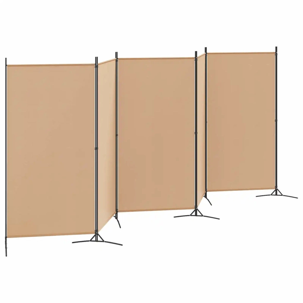 Divisorio Ambienti | Divider per stanze | Paravento a 5 Pannelli Beige 433 x 180 cm Tessuto