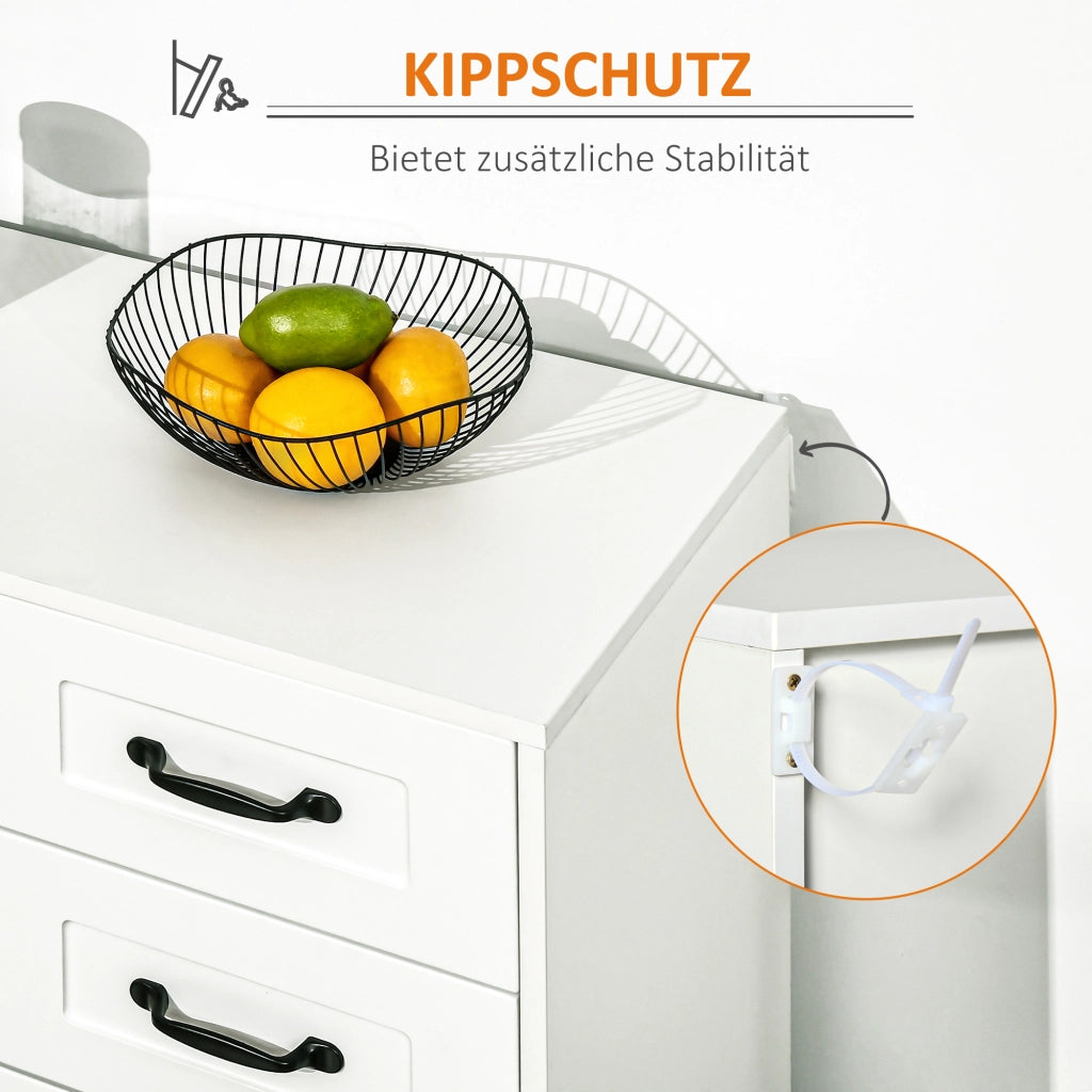 Cassettiera Moderna con 4 Cassetti e Anta ¨C Zephmum ¨C Bianco 105x40x76