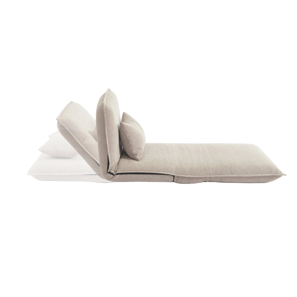 Poltrona letto trasformabile 1 posto bouclé testurizzato, beige
