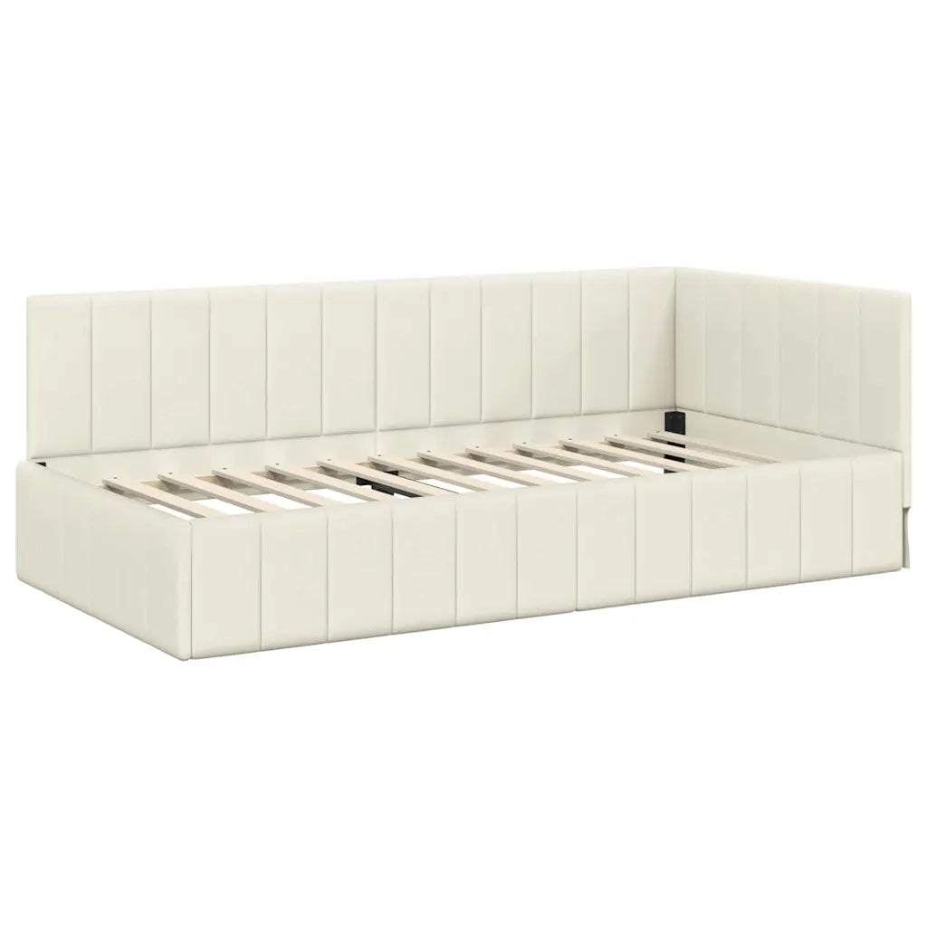 Struttura Letto Angolare con Materasso 2 pcs Crema Velluto 3393855