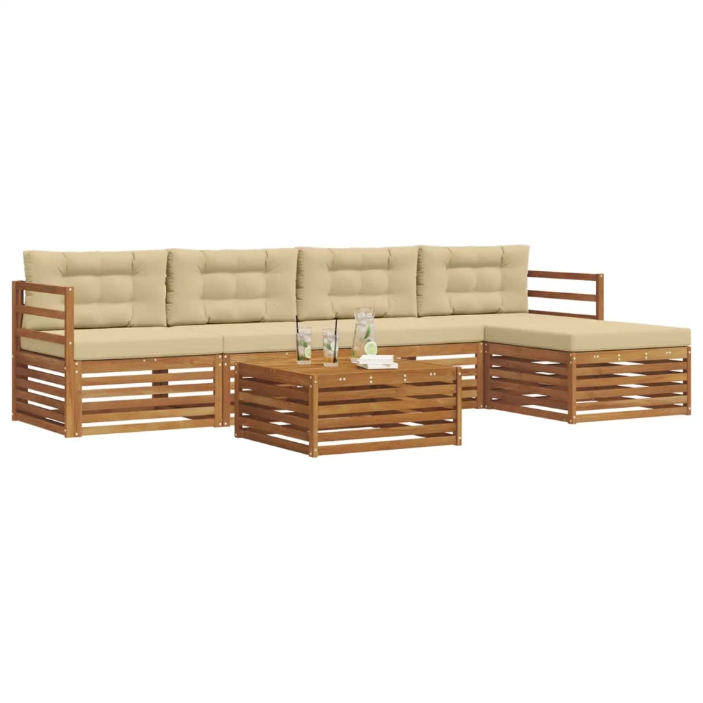 Set di divani da esterno con cuscino 6 pcs Naturale e Beige 3373323