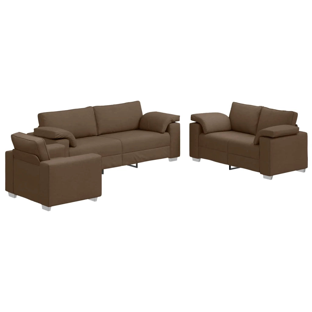 Divano 3 pcs Marrone 219 x 80 x 82 cm Tessuto misto lino 3324662