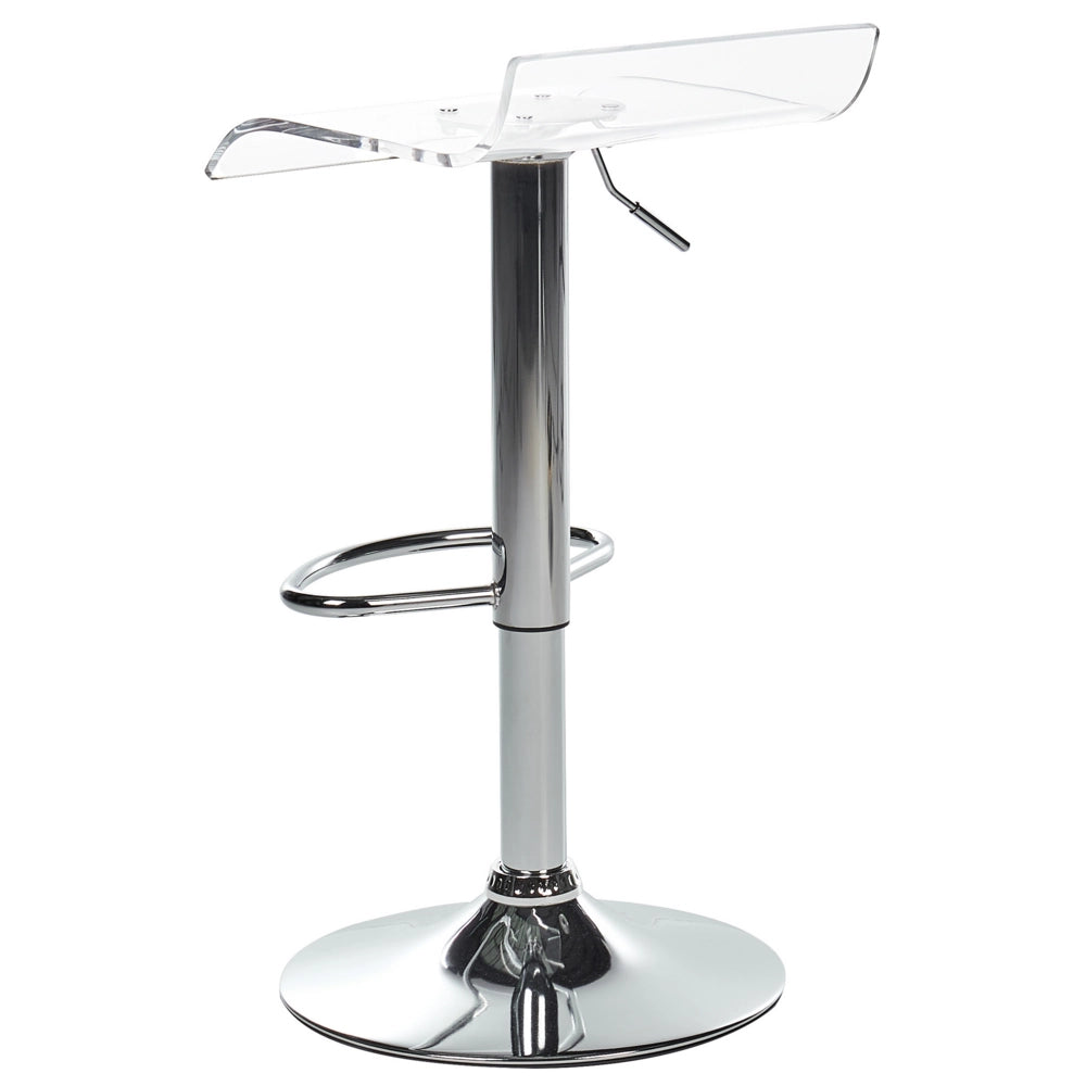 Set di 2 sedie da bar girevoli in acrilico trasparente gambe in metallo argentato regolabile in altezza stile moderno