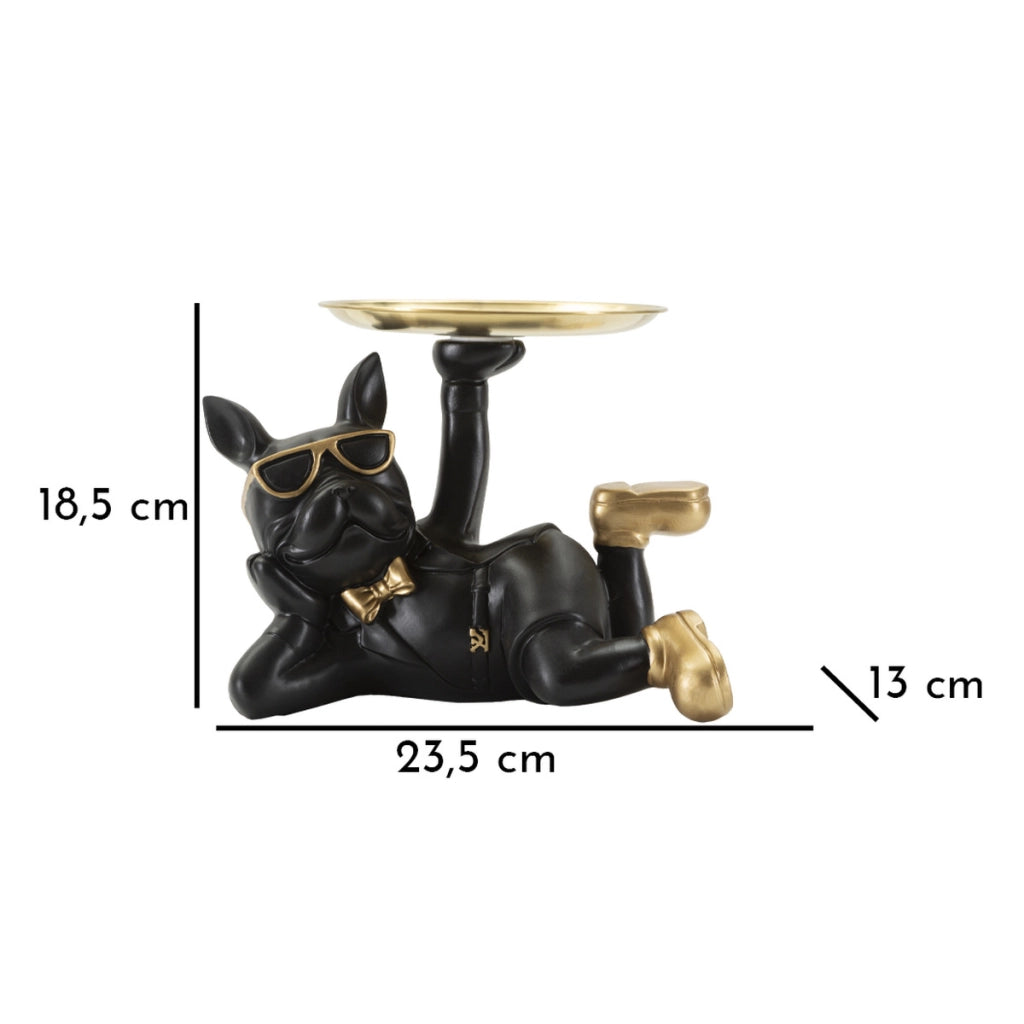 Vassoio Cane 19, Nero, Poliresina, 27x17x18,5 cm