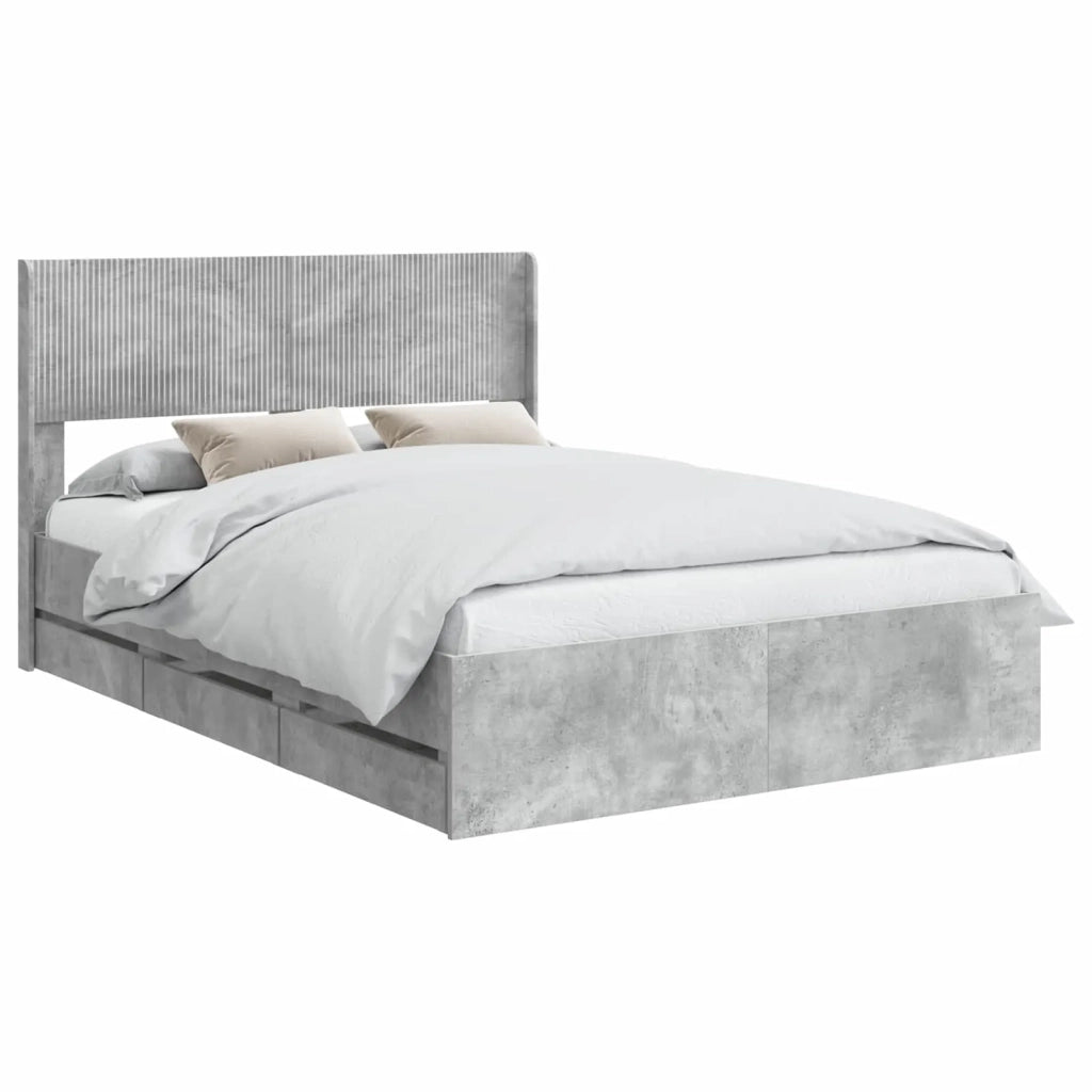 Struttura del letto con stoccaggio e testata Grigio Cemento 3414302
