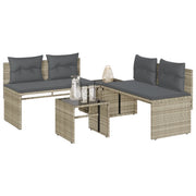 Set Divano da Giardino 4pz con Cuscini Grigio Chiaro Polyrattan 4003883