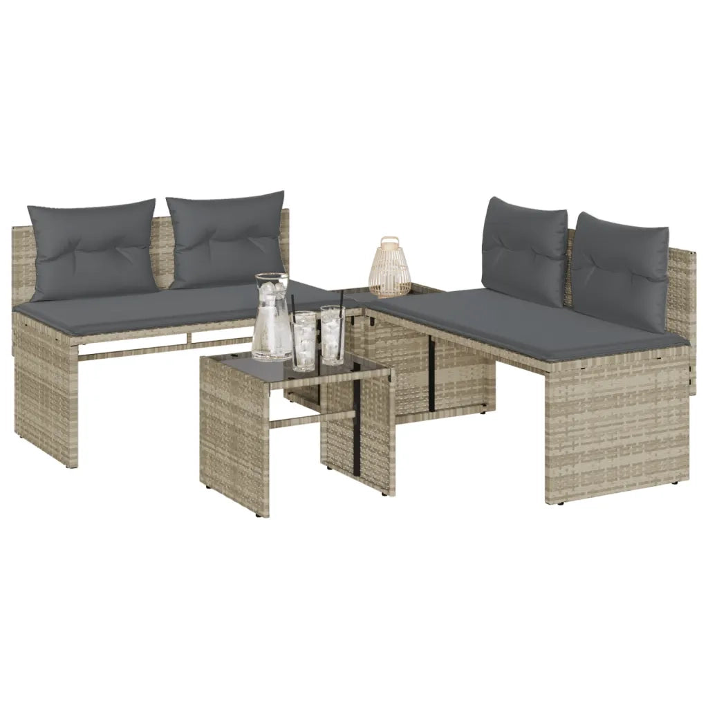 Set Divano da Giardino 4pz con Cuscini Grigio Chiaro Polyrattan 4003883