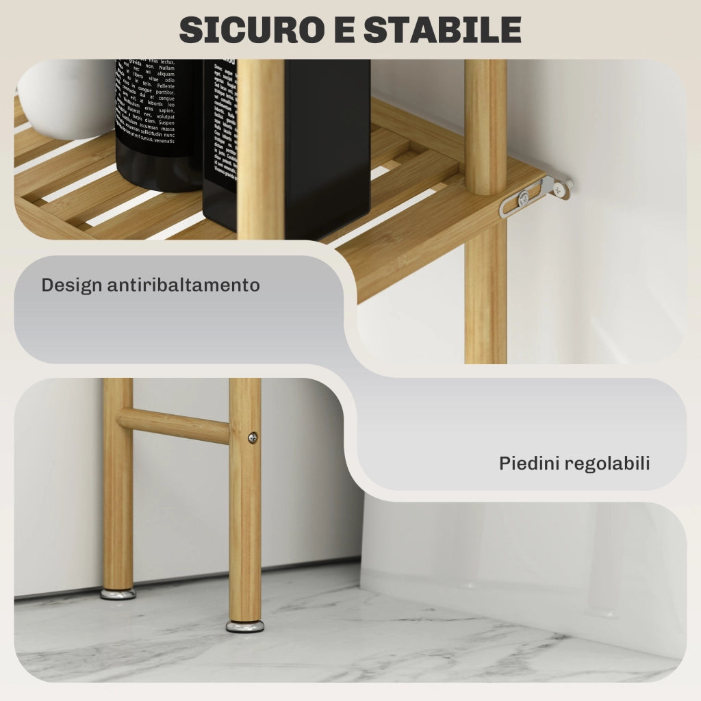Mobile Sopra WC a 3 Ripiani in Bamb¨´ ¨C zephmum ¨C 63.5x25.5x181
