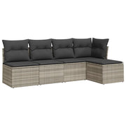 Set Divano da Giardino 5pz | Set Salotto da Giardino con Cuscini Grigio Chiaro Polyrattan