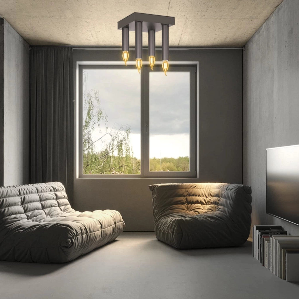 ZMH Lampada da soffitto in metallo grigio industriale retrò E14 per cucina e sala da pranzo