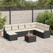 Set Divano da Giardino con cuscino 9 pcs Nero polyrattan 3347488