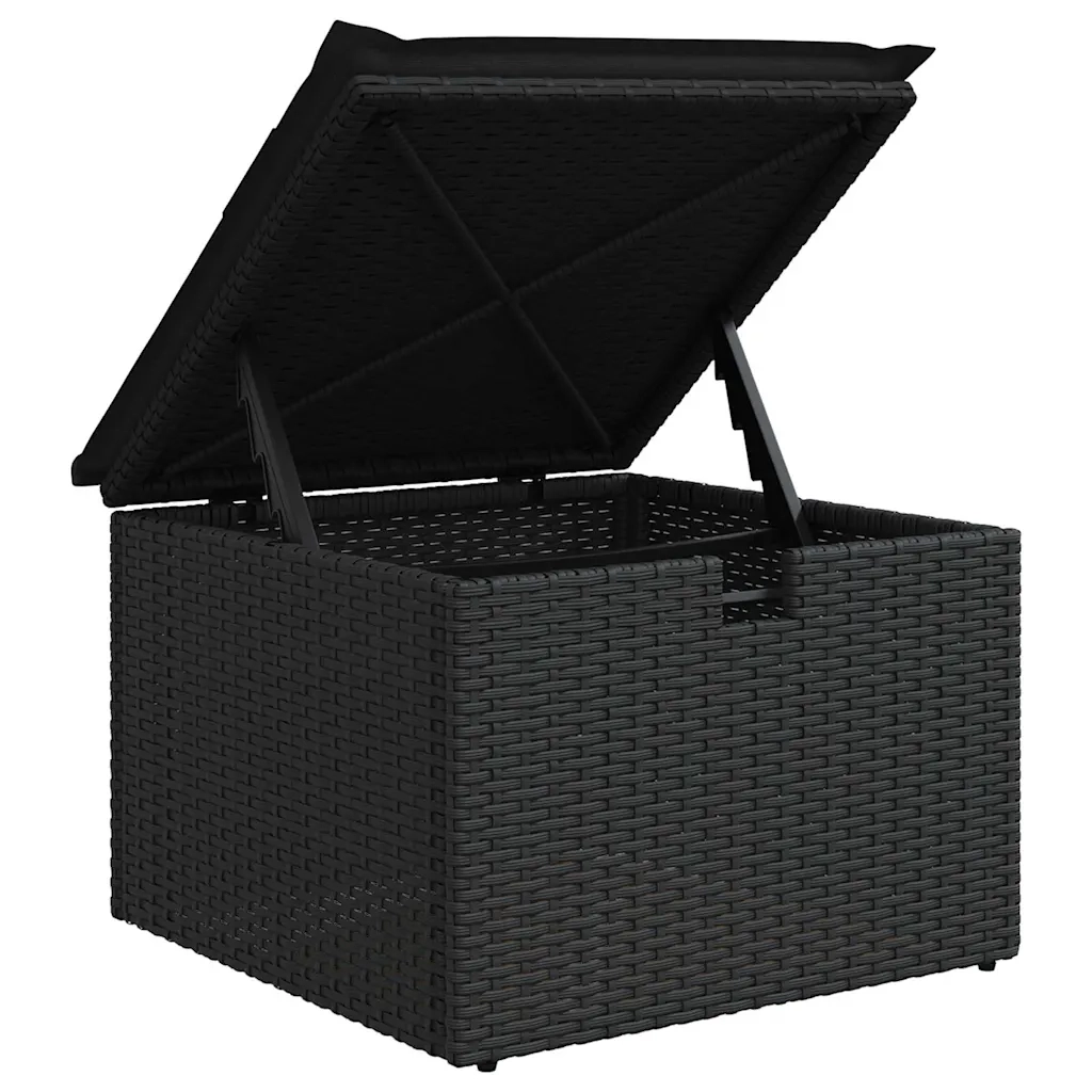 Set di divani con cuscino con archiviazione Nero polyrattan 3359082