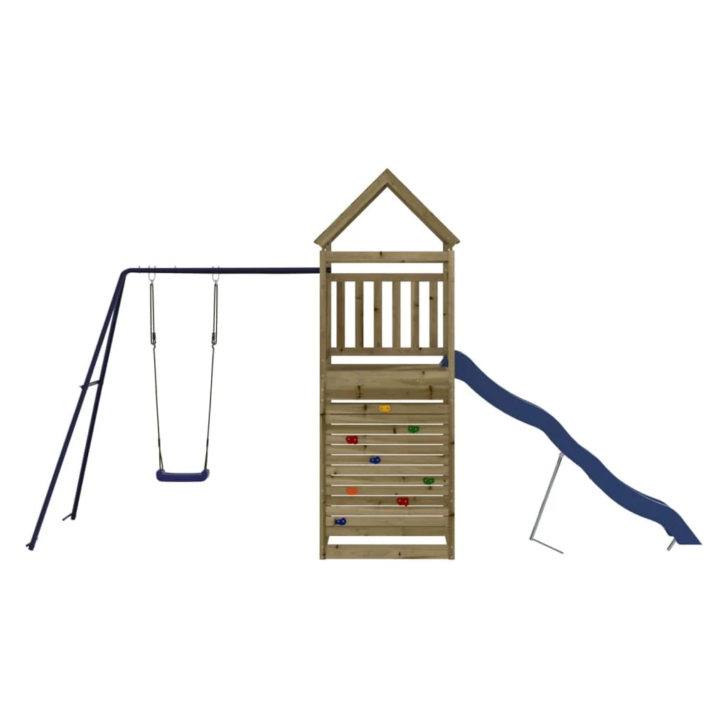 Altalene per parco giochi all'aperto scivolo altalene robuste giochi da giardino 454 x 199 x 249 cm legno di pino impregnato 02_0004753