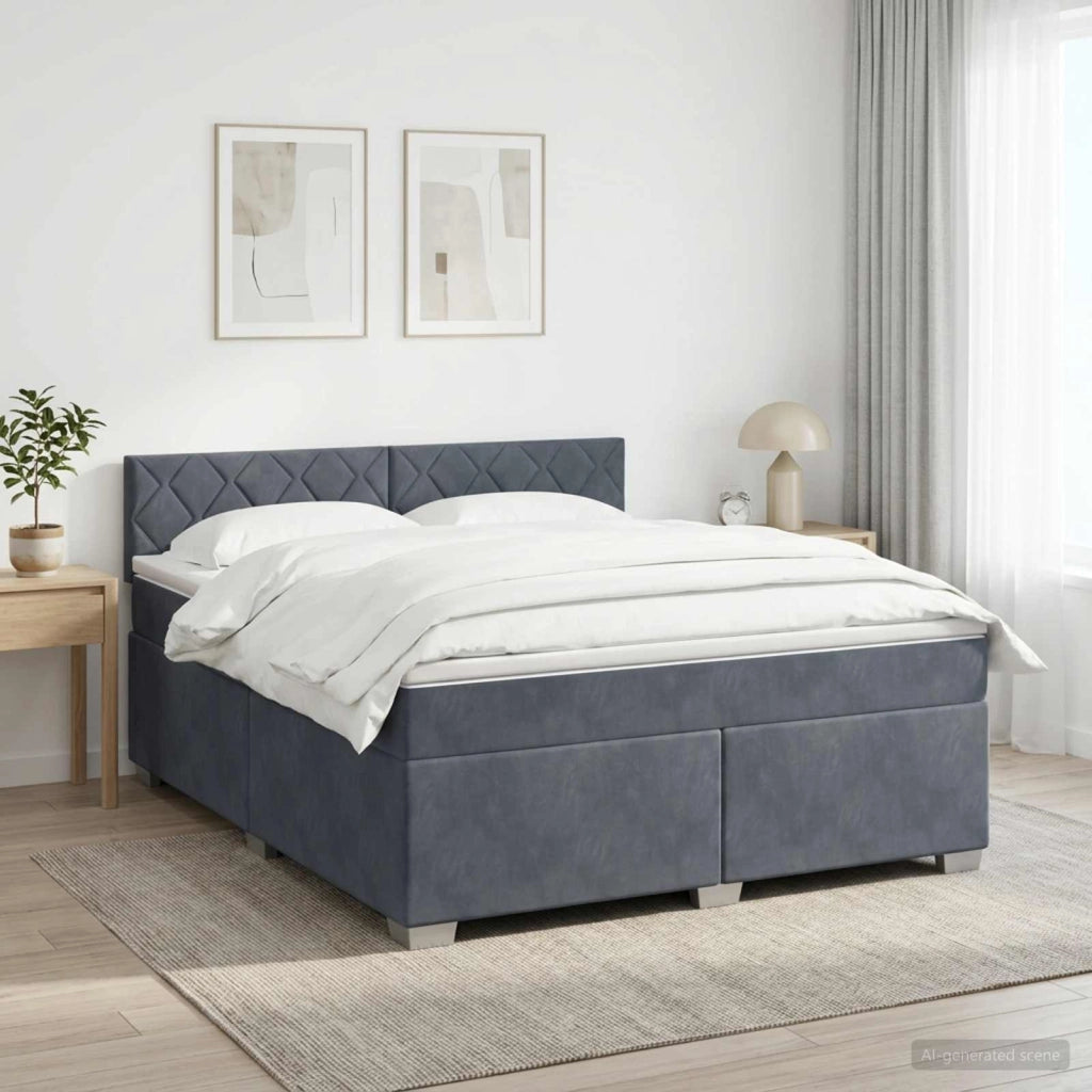 Letto box spring con materasso Grigio Scuro 140 x 200 cm 3450735