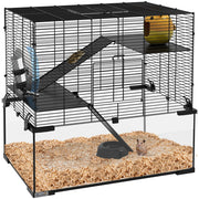 Gabbia per Criceti a 3 Livelli con Ruota ¨C Minimal ¨C 60x40x57cm, Nero