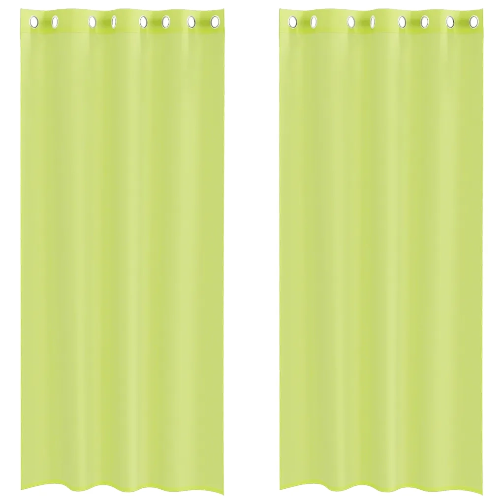 Tende in Voile con Occhielli 2 pz Verde Mela 140x225 cm