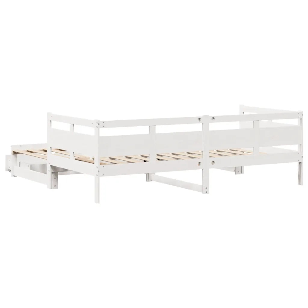 Letto Estraibile con Cassetti senza Materasso Bianco 80x200 cm