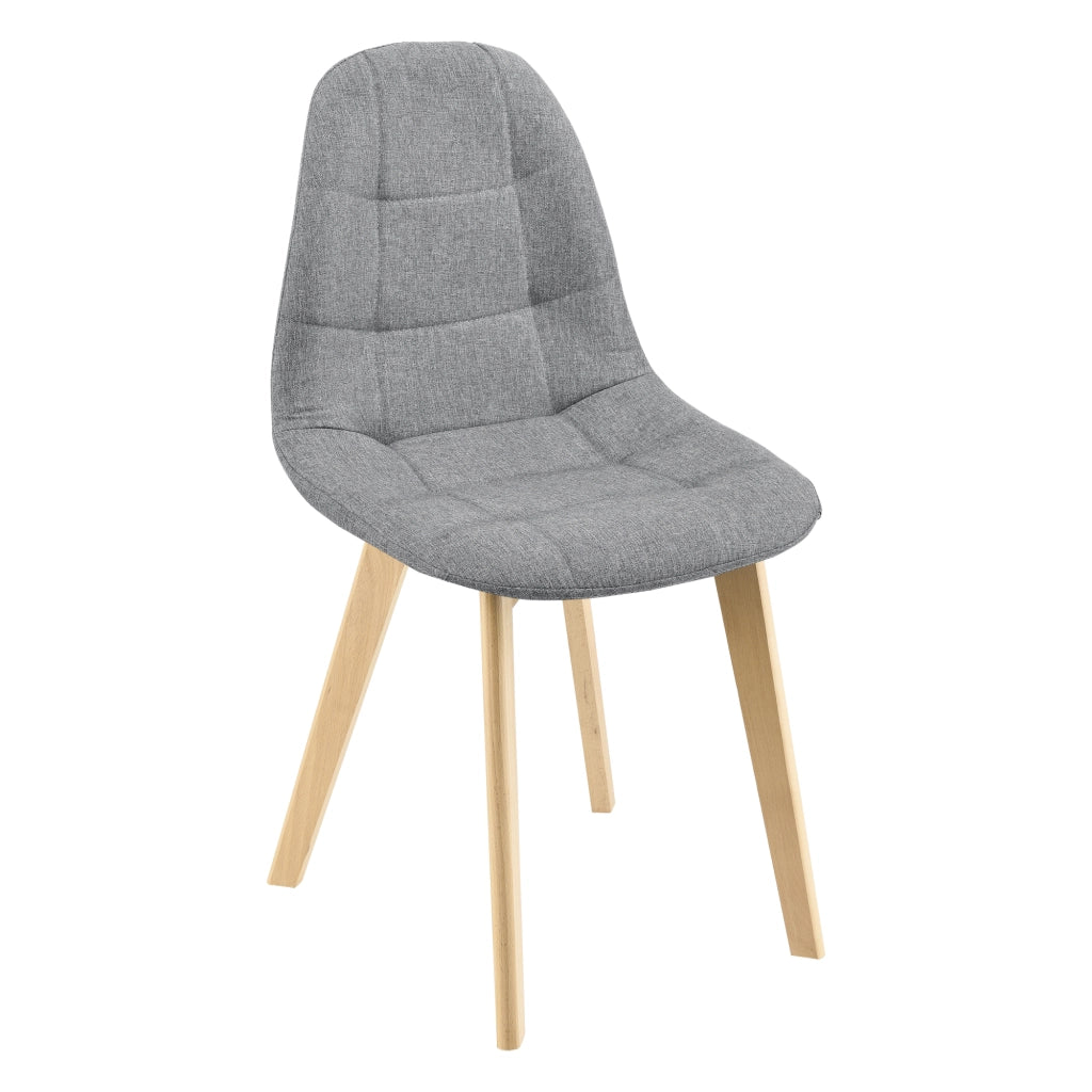 Set di 6 Sedie Imbottite per Sala di Pranzo/Attesa/Salotto/Studio - 6 Sedie in Stile Trapuntato - Rivestimento in Tessuto, Gambe in Legno di Faggio - Grigio Chiaro