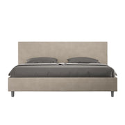 BS COM Letto con rete imbottito 180x210 microfibra sabbia