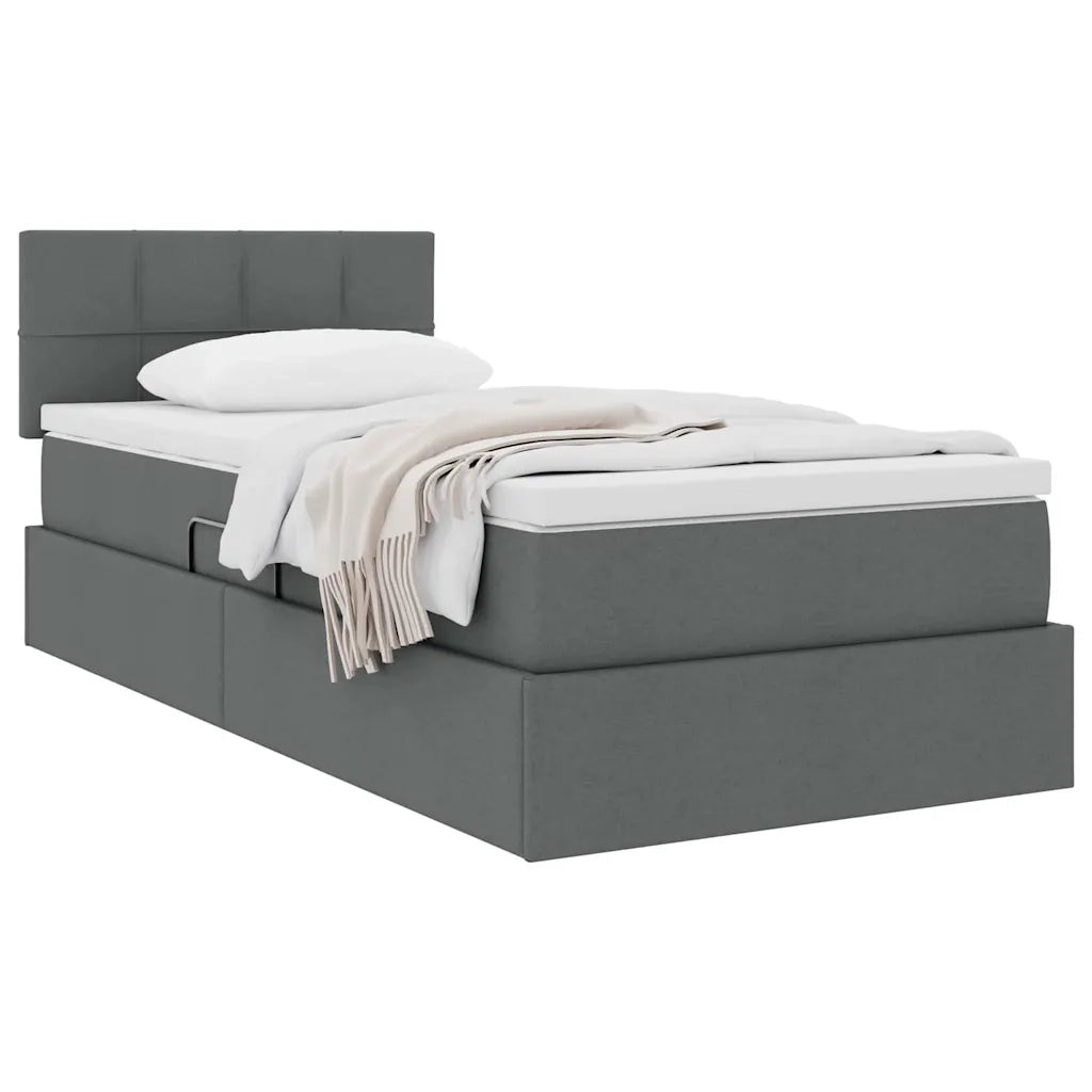 Letto con contenitore e materasso Grigio scuro 100 x 200 cm