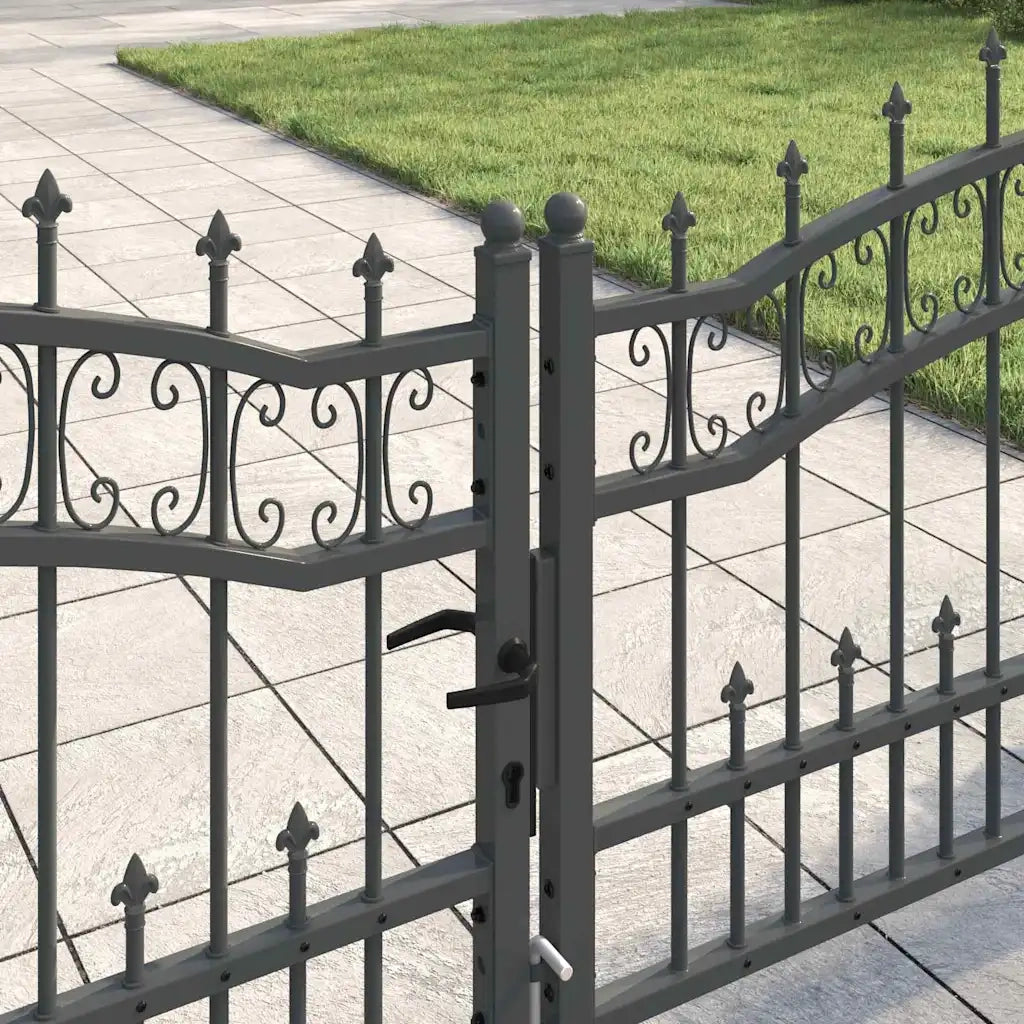 Cancello con Punta a Lancia KAMPEN 305 x 75 cm Acciaio Grigio 42009042