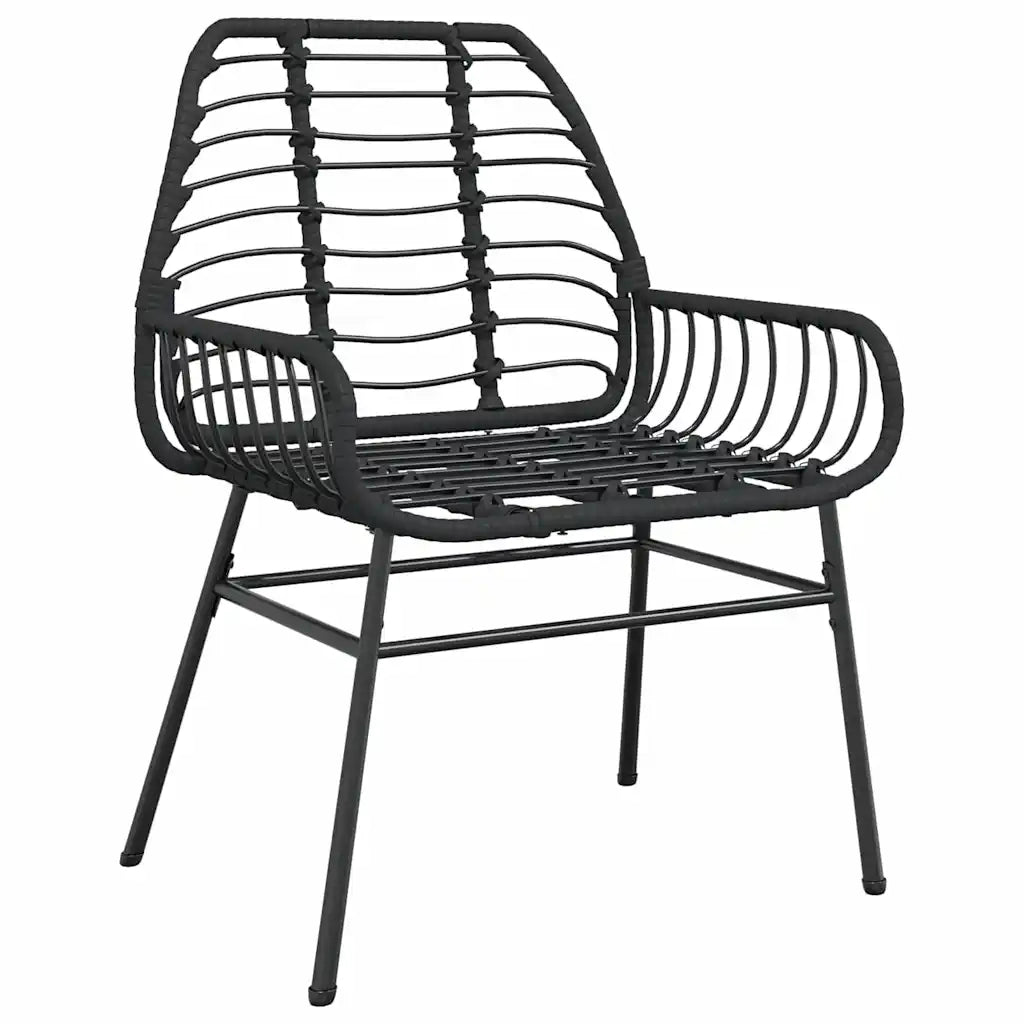 Set Mobili da Pranzo per Giardino 5 pz Nero Polyrattan Vetro 3334439
