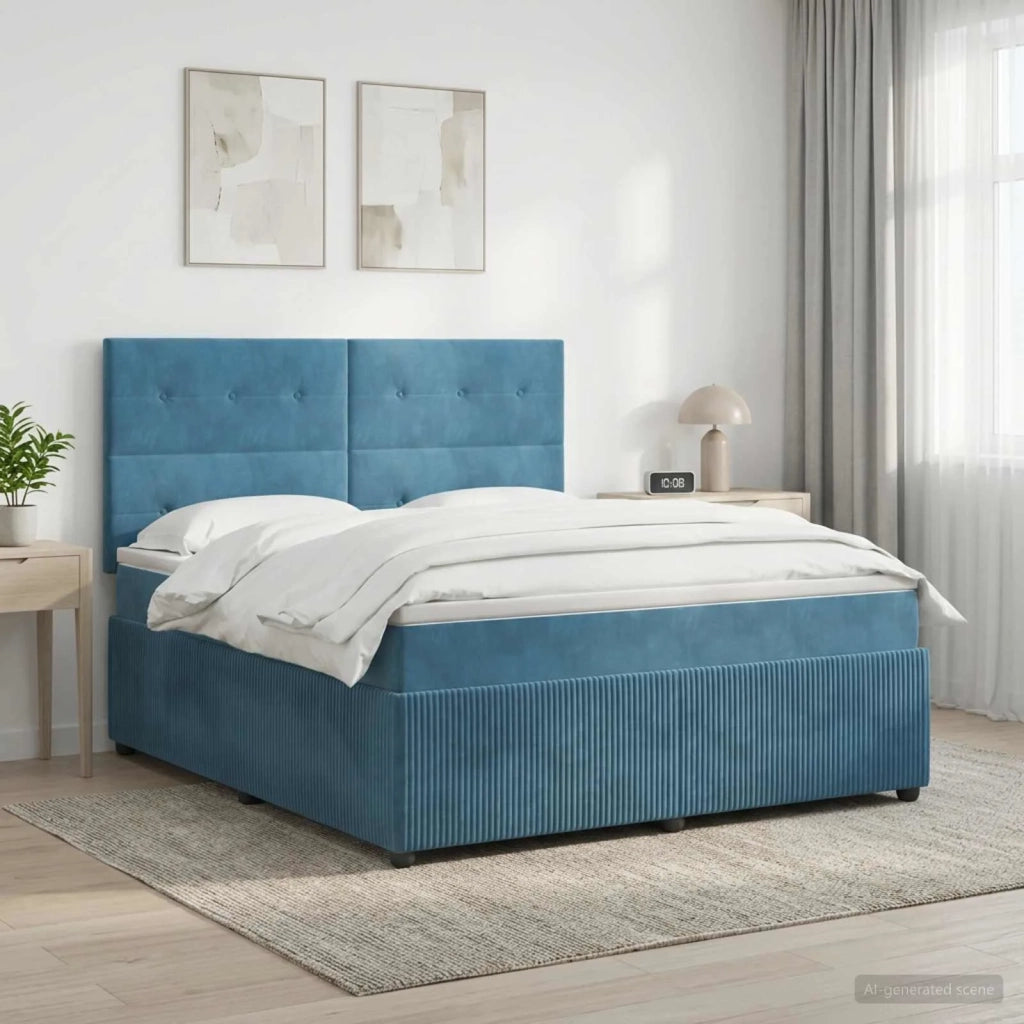 Letto box spring con materasso Blu 180 x 200 cm Velluto 3454659