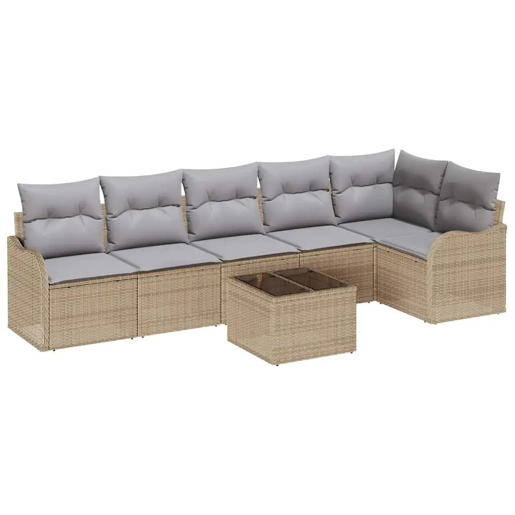 Set Divano da Giardino con cuscino 7 pcs Nero Poly Rattan 3354399