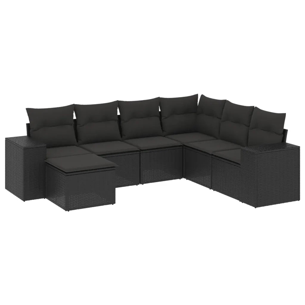 Set Divani da Giardino con Cuscini 7pz Nero Polyrattan 3222894