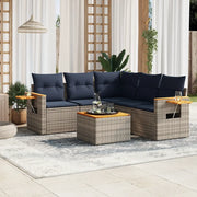 Set Divani da Giardino 6 pz con Cuscini Grigio in Polyrattan 3226810