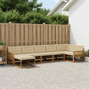 Set di divani da esterno con cuscino 7 pcs Naturale e Beige 3381573