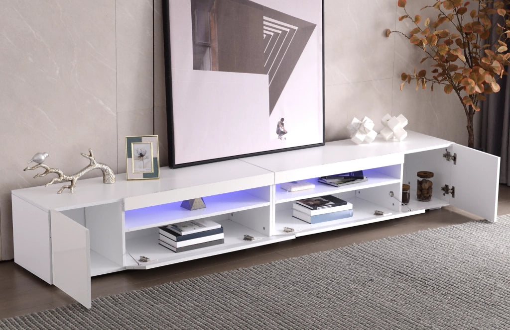 Credenza TV bianca in MDF lunghezza 240 cm