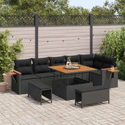 Set Divano da Giardino con cuscino 9 pcs Nero